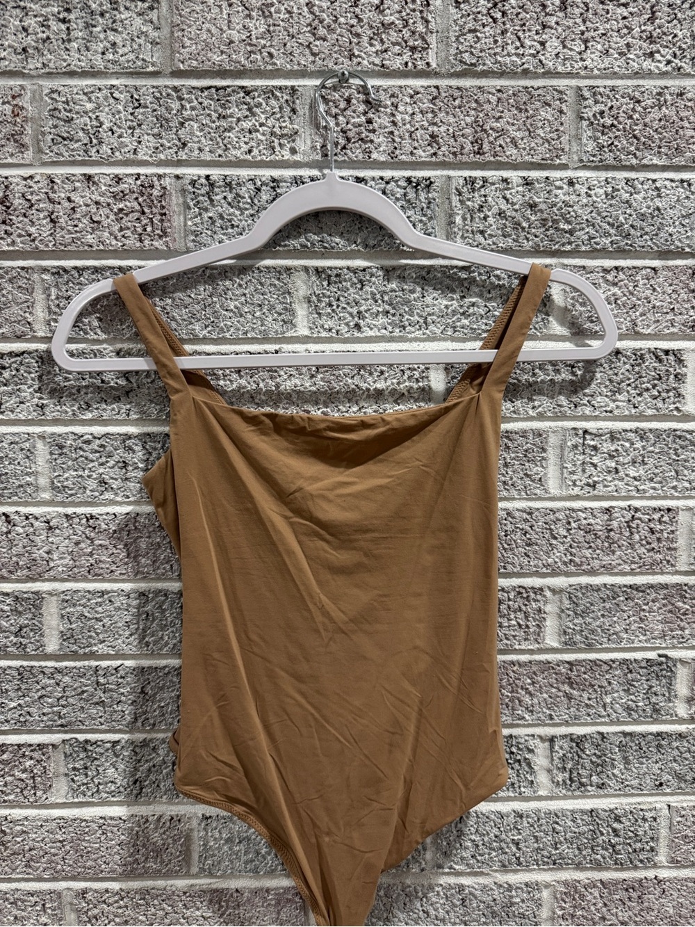 SKIMS Tan Square Neck Tank Bodysuit